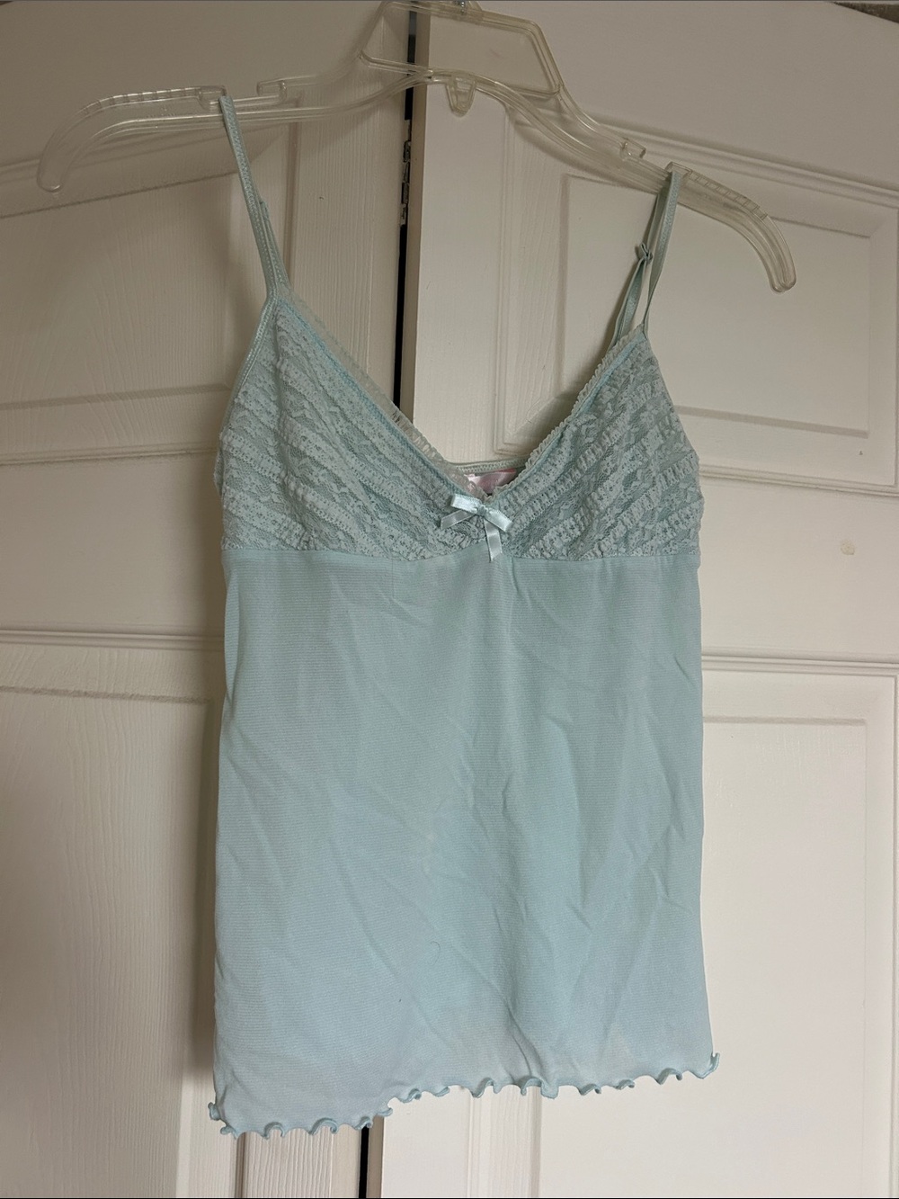Victoria’s Secret Light Blue Lace Trim Camisole Tank Top